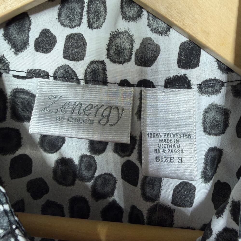 Zenergy NWT Chico's Jacket Black White Dot Denna Rain Casual Sporty Zip 3 $119 - Picture 4 of 9